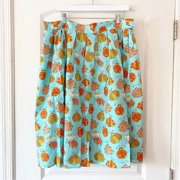 MODCLOTH X Marisol Ladybug Pleated Swing Skirt NEW Novelty - Picture 4 of 11